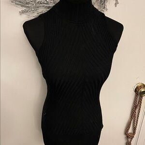 INC International Concepts Black Ribbed Tank Top